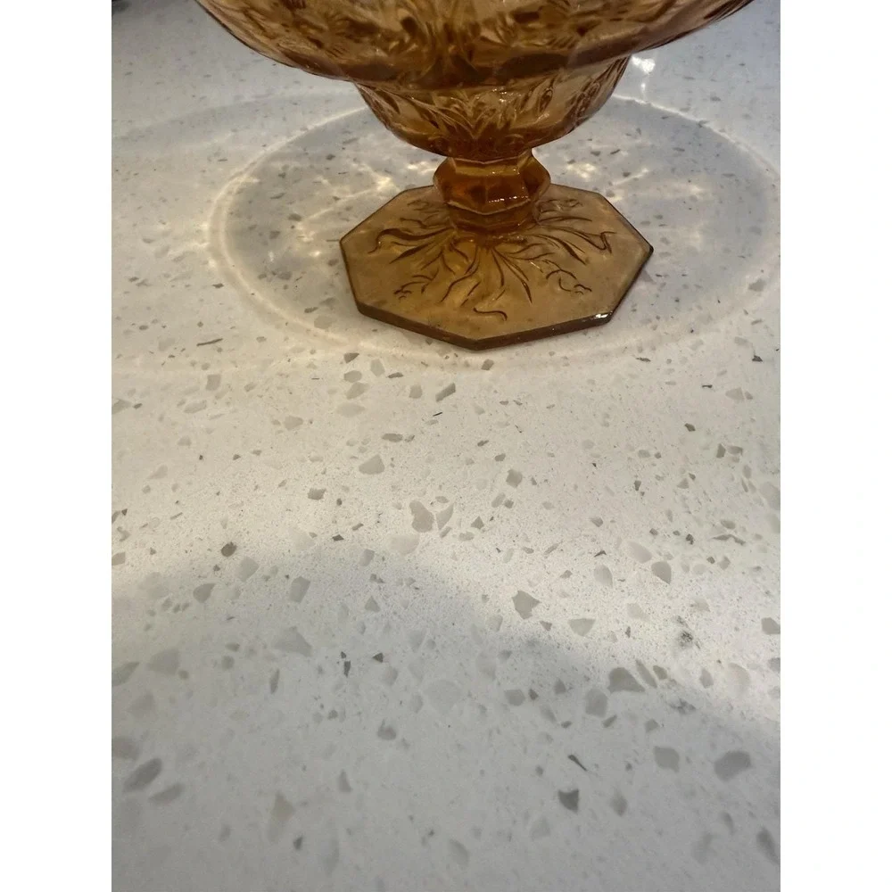 McKee Rock Crystal Amber Compote Footed  Bowl  EAPG Depression Glass